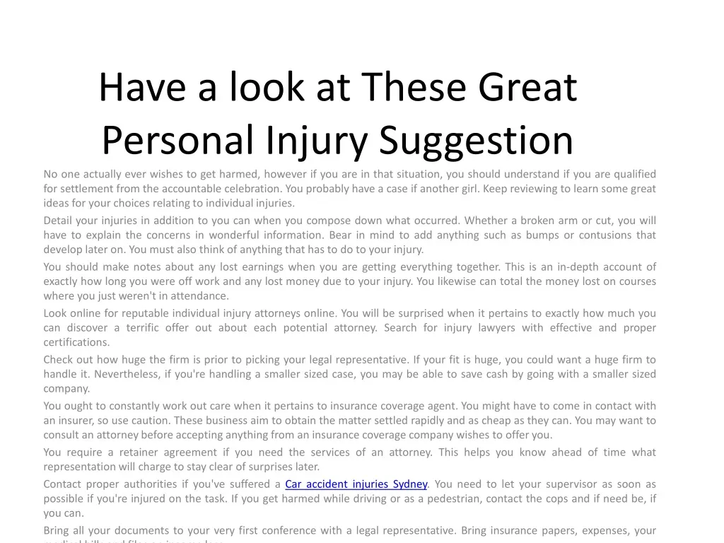 have a look at these great personal injury suggestion