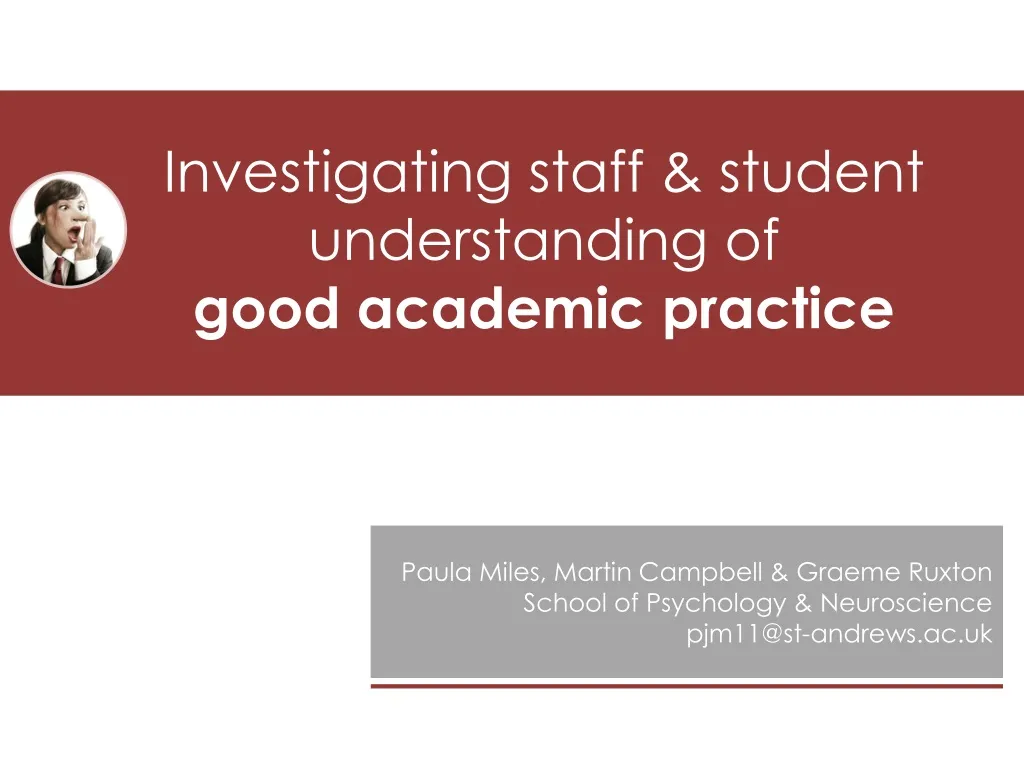 investigating staff student understanding of good
