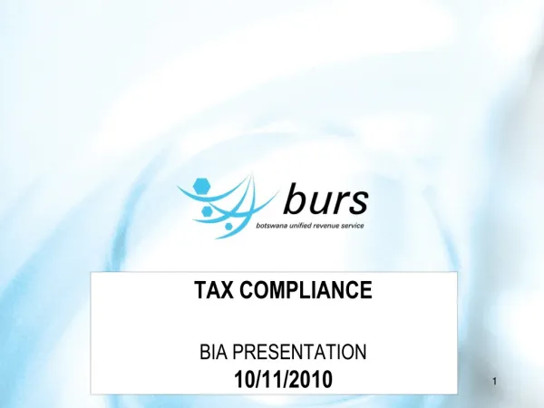 TAX COMPLIANCE BIA PRESENTATION 10/11/2010