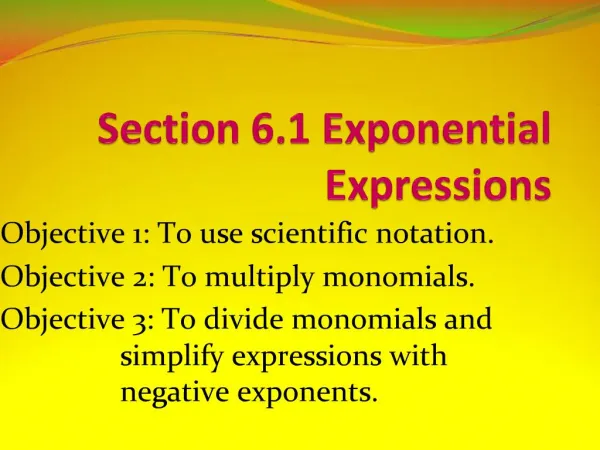 Section 6.1 Exponential Expressions