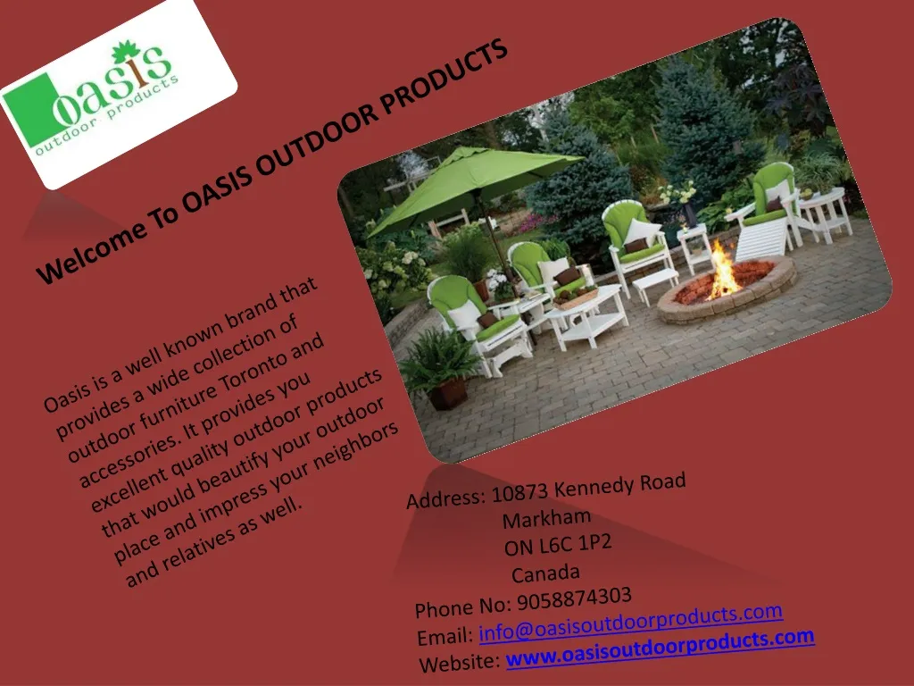 welcome to oasis outdoor products