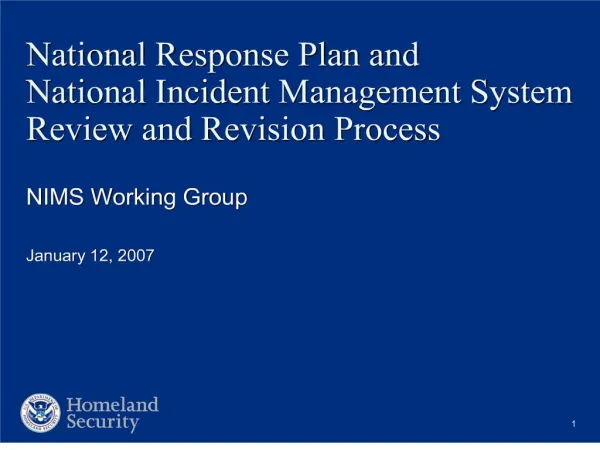 national response plan and national incident management system review and revision process nims working group janua