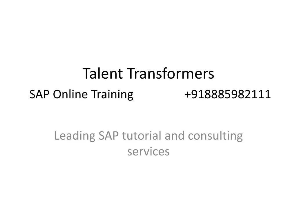 talent transformers sap online training 918885982111