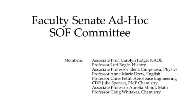 Faculty Senate Ad-Hoc SOF Committee