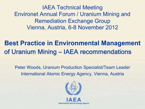 IAEA Technical Meeting Environet Annual Forum
