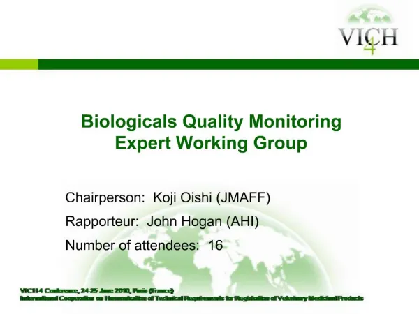 Biologicals Quality Monitoring Expert Working Group