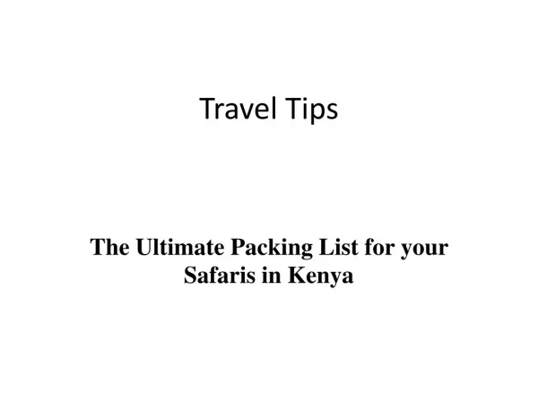 The Ultimate Packing List for your Safaris in Kenya