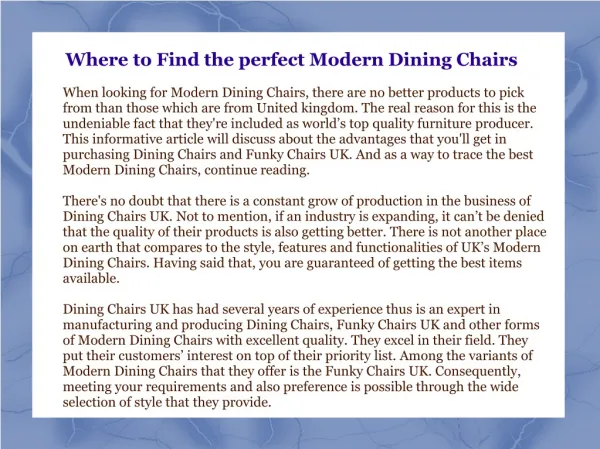 Where to Find the perfect Modern Dining Chairs