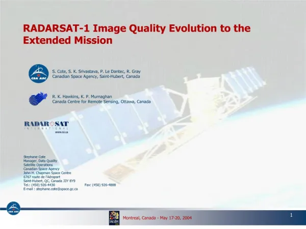 radarsat-1 image quality evolution to the extended mission