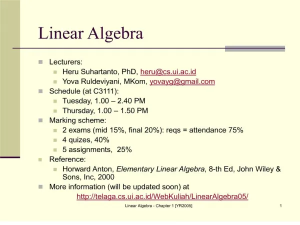 linear algebra - chapter 1 [yr2005]