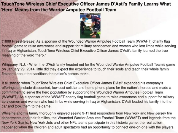 TouchTone Wireless Chief Executive Officer James D'Asti's Fa