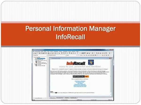 InfoRecall Personal Information Organizer