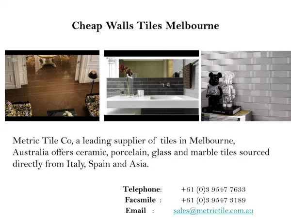 Cheap Walls Tiles Melbourne, Australia