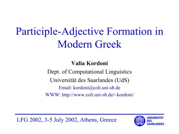 participle-adjective formation in modern greek