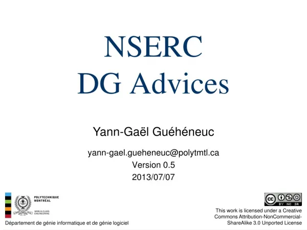 NSERC DG Advices