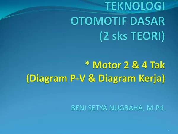 TEKNOLOGI OTOMOTIF DASAR 2 sks TEORI Motor 2 4 Tak Diagram P-V Diagram Kerja