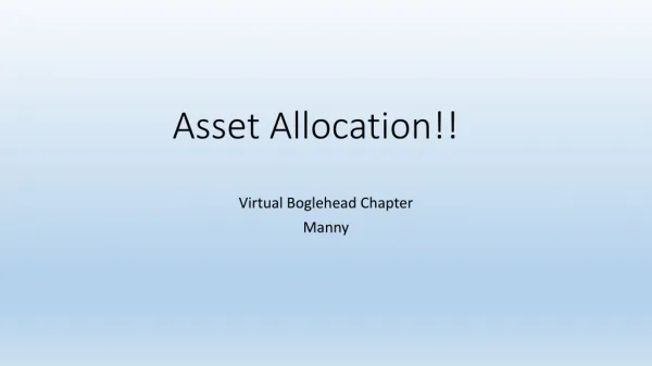 Asset Allocation!!