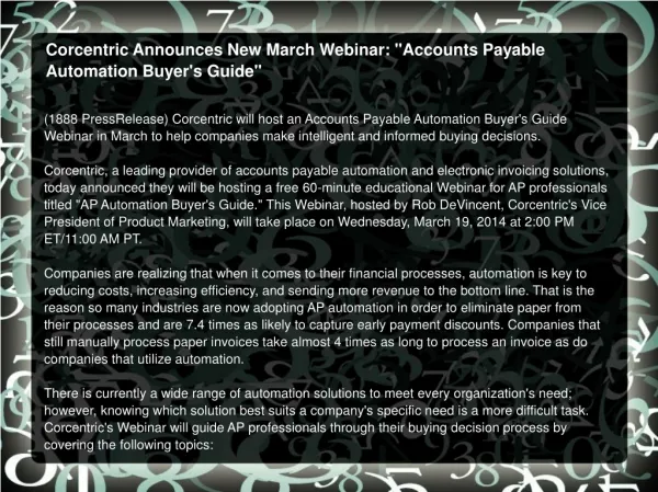 Corcentric Announces New March Webinar