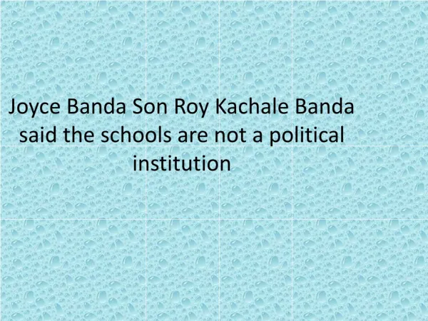 Joyce Banda Son Roy Kachale Banda said the schools are not a