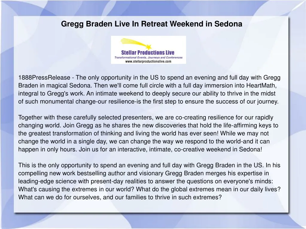gregg braden live in retreat weekend in sedona