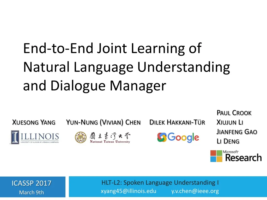 end to end joint learning of natural language understanding and dialogue manager