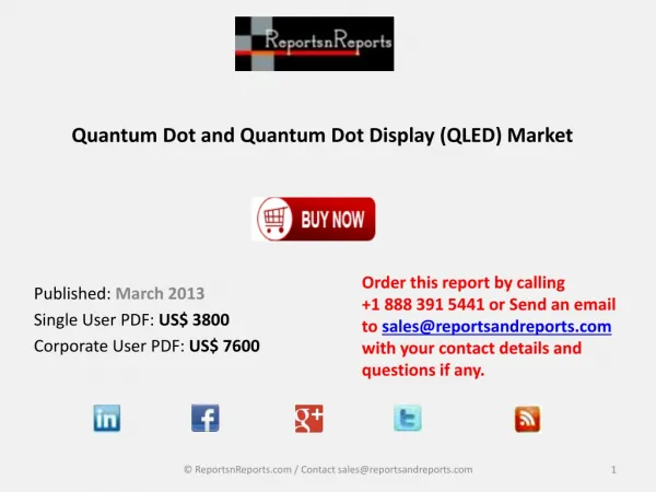 Quantum Dot Market (QLED) Represents a new Paradigm to Creat