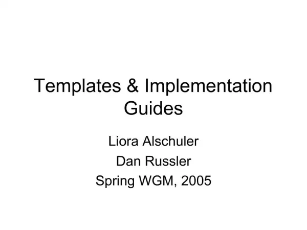 Templates Implementation Guides