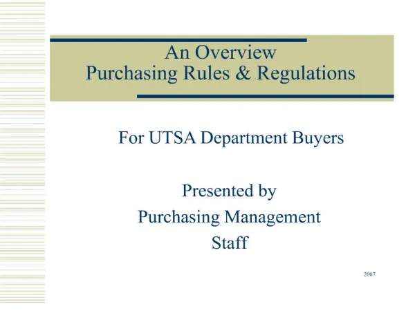 an overview purchasing rules regulations