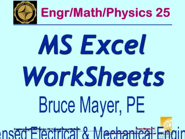 Bruce Mayer, PE Licensed Electrical Mechanical Engineer BMayerChabotCollege