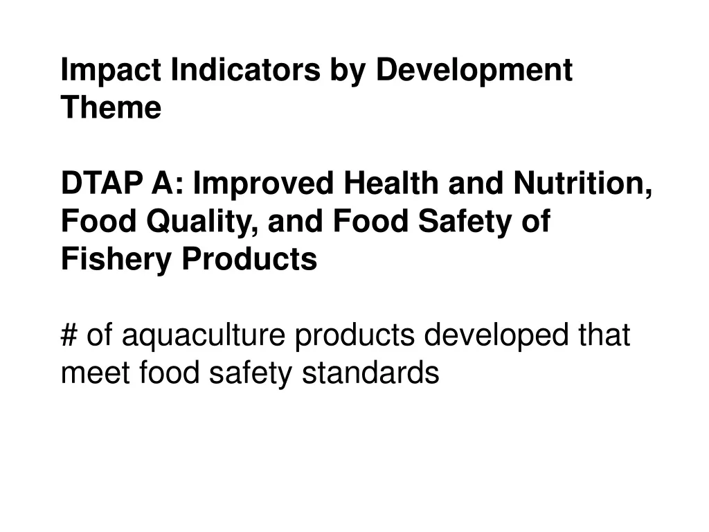 impact indicators by development theme dtap