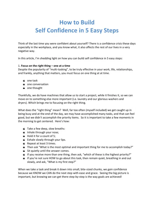 How to Build Self Confidence in 5 Easy Steps