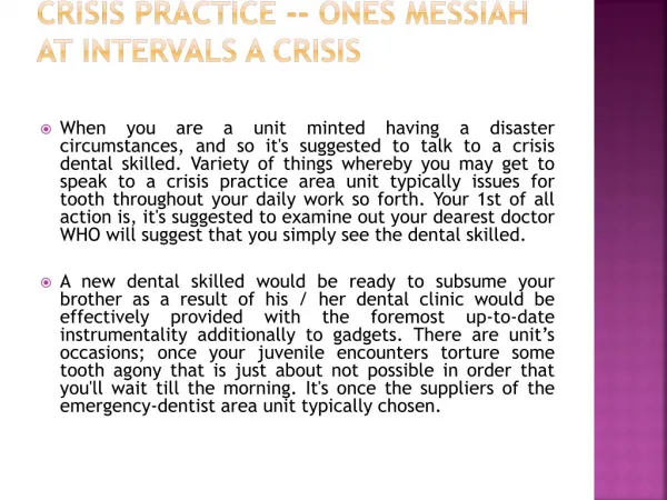 Crisis practice -- Ones Messiah at intervals a Crisis