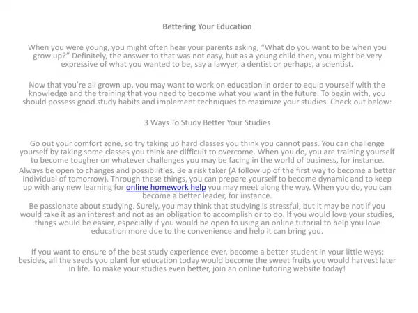 Bettering Your Education