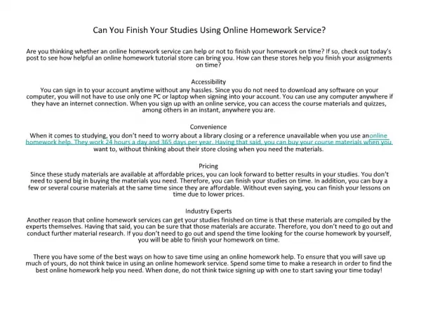 Using Online Homework Service