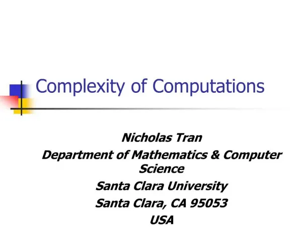 Complexity of Computations