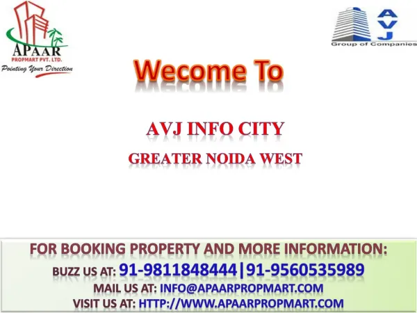 Best Offer@9811848444 AVJ INFO CITY Greater Noida West