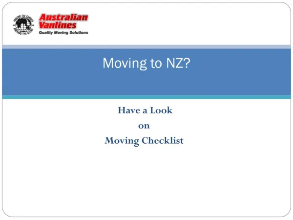 Check list before moving to New Zealand