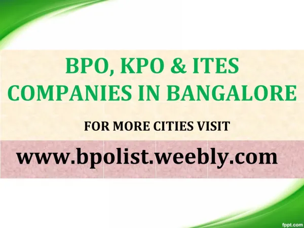 List of BPO companies in Bangalore - BPO List