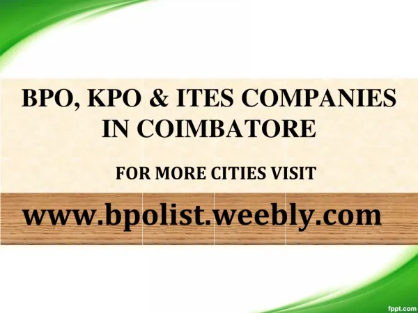 KPO Companies in Coimbatore - BPO List