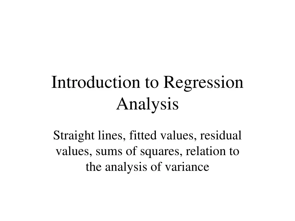 introduction to regression analysis