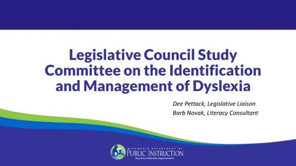 Legislative Council Study Committee on the Identification and Management of Dyslexia