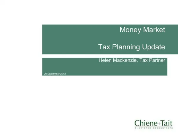 Money Market Tax Planning Update
