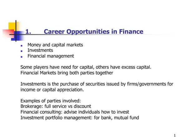 1. Career Opportunities in Finance