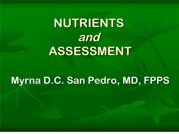nutrients and assessment