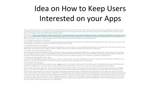 Idea on How to Keep Users Interested on