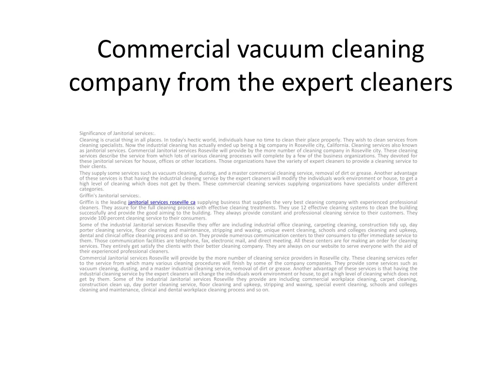 commercial vacuum cleaning company from the expert cleaners