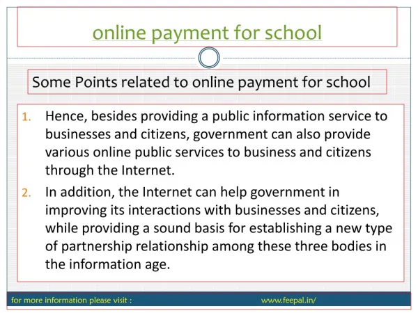 Some information requiring to online payment for school