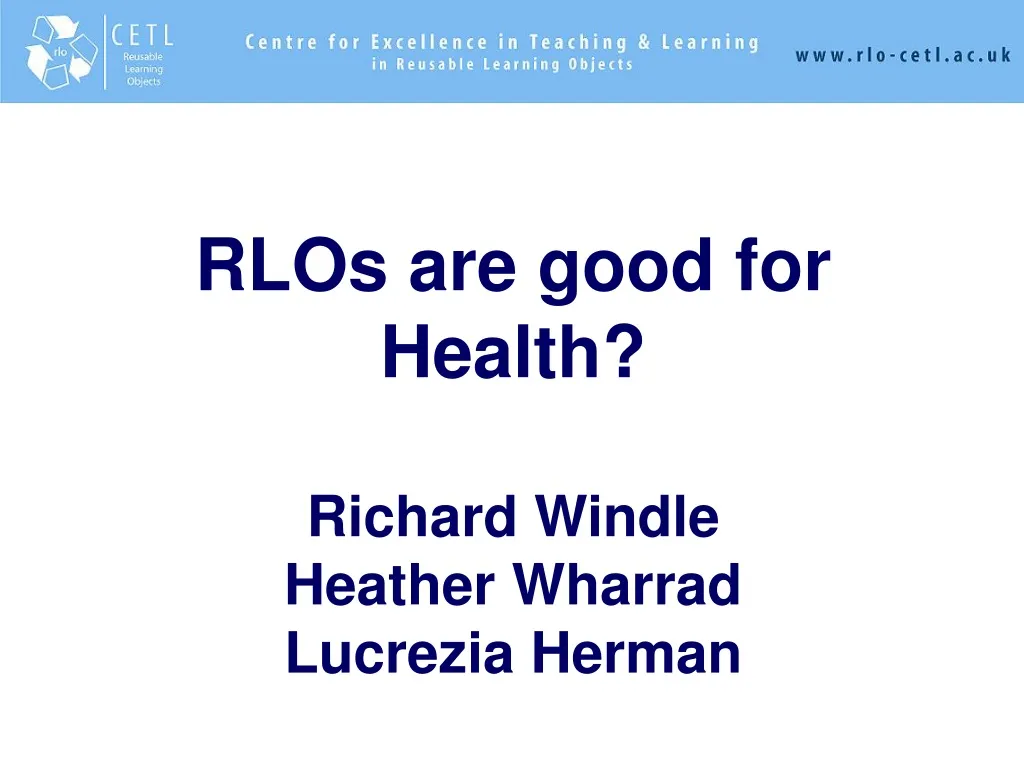 rlos are good for health richard windle heather wharrad lucrezia herman