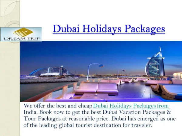 Book online Dubai Holidays Packages with Dreamtrip4u