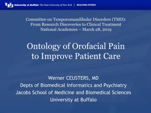 Werner CEUSTERS, MD Depts of Biomedical Informatics and Psychiatry
